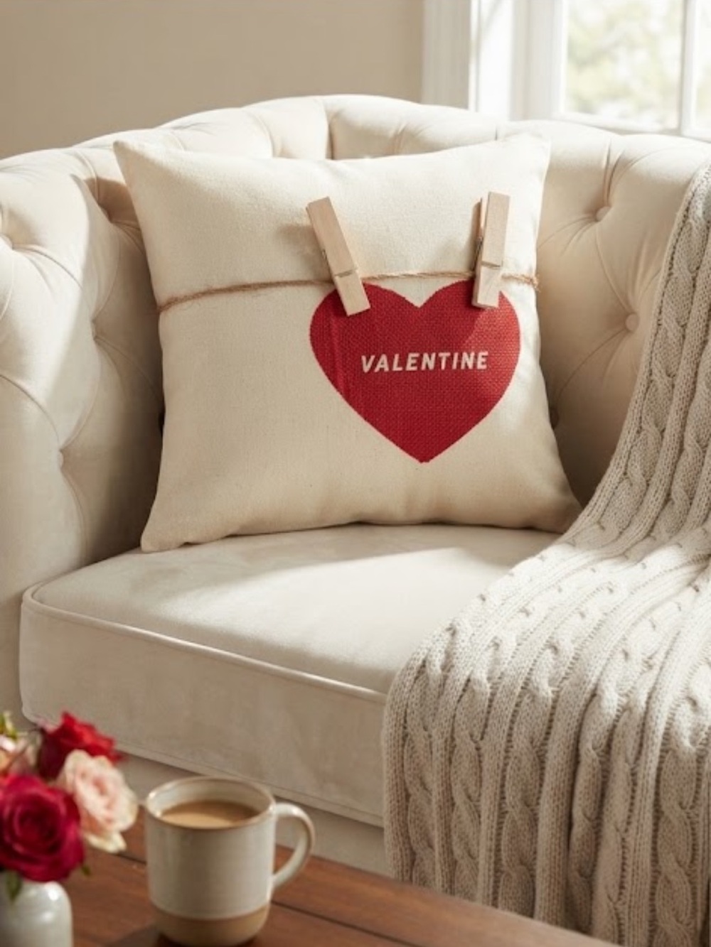 Valentine's Day Heart Print Cushion Cover Without Filler new